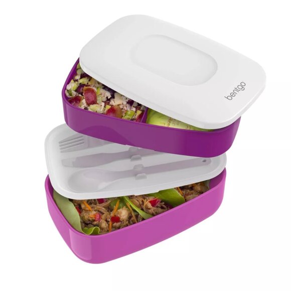 Bentgo Lunch Box Multicolor 5 Pcs Plastic Dishwasher Safe With Knife Lid & Spoon - Picture 2 of 9